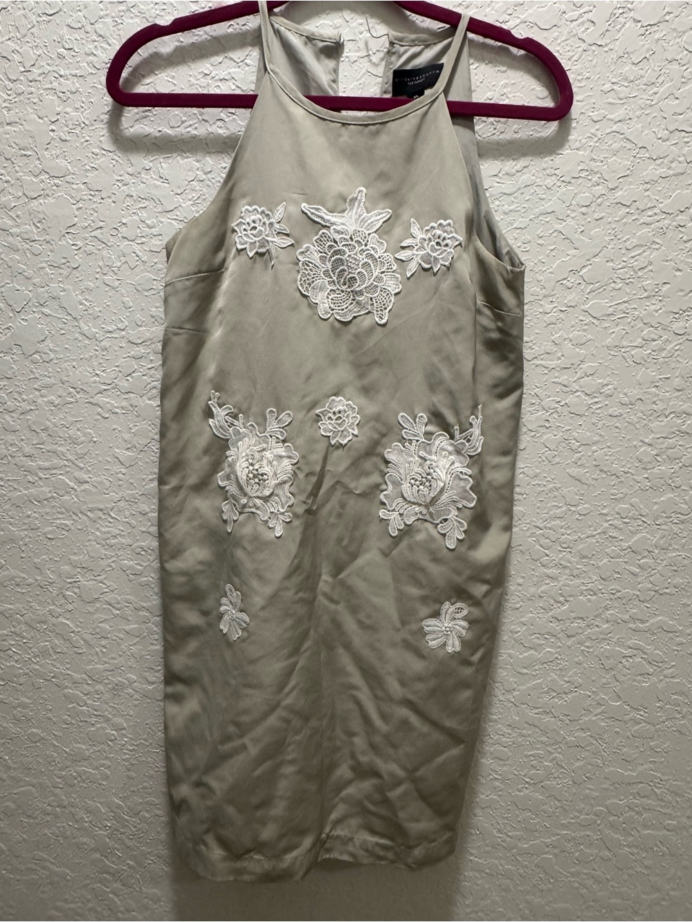 Victoria Beckham for Target Embroidered Halter Sheath Dress in Light Taupe